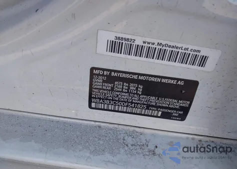 2013 BMW 328I xDrive z USA, uszkodzony, nr VIN WBA3B3C50DF541825